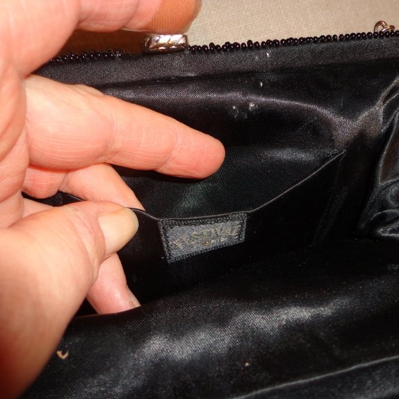 Festival Madrid Beaded Clutch Clasp Closure Black Silver Chain - Picture 10 of 13